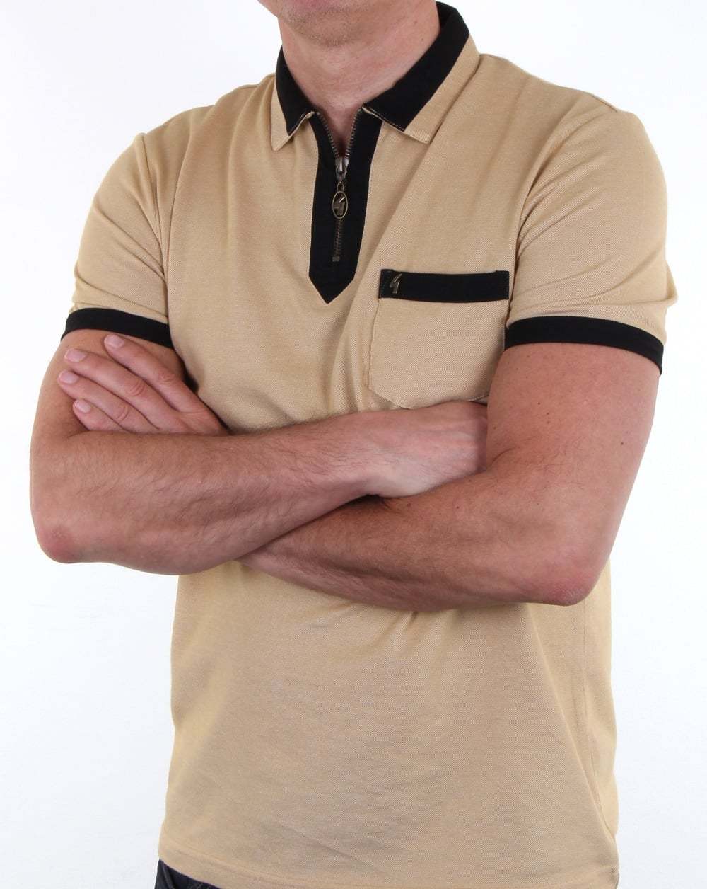Gabicci Vintage Pirro Poloshirt mit Reißverschluss Helles Senfgelb