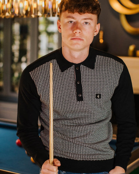 Gabicci Vintage Weaver Polo Shirt Black