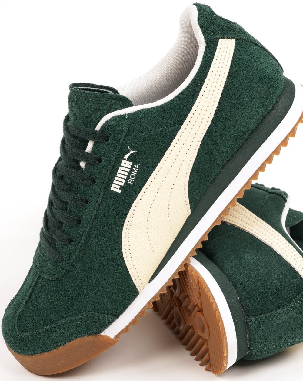 Puma Roma Suede Trainers Green White