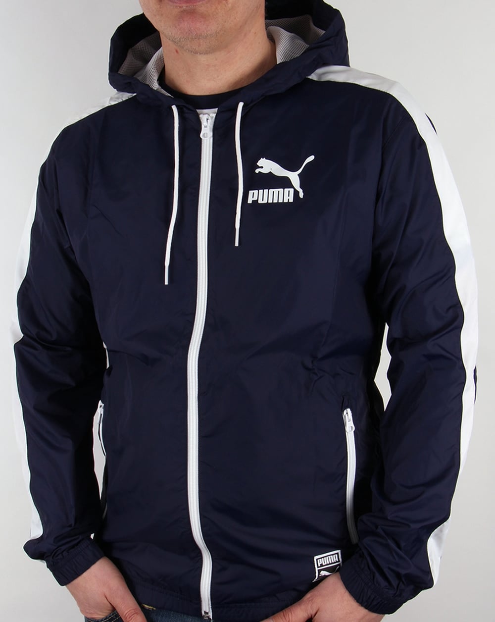 Puma T7 Windbreaker Jacke Marineblau/Weiß