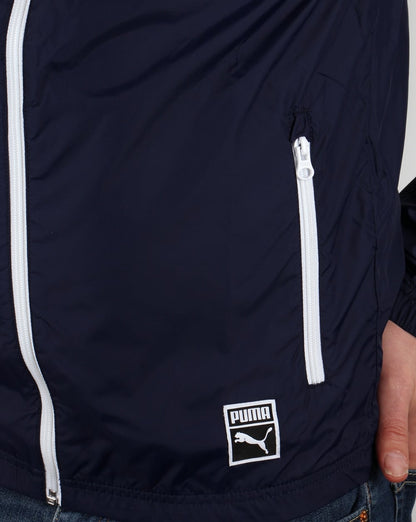 Puma T7 Windbreaker Jacke Marineblau/Weiß