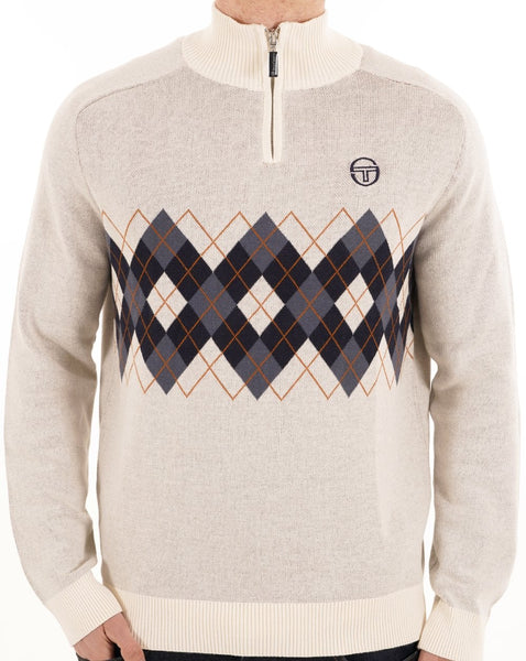 Sergio Tacchini 1/4 Zip Diamond Knit Gardenia