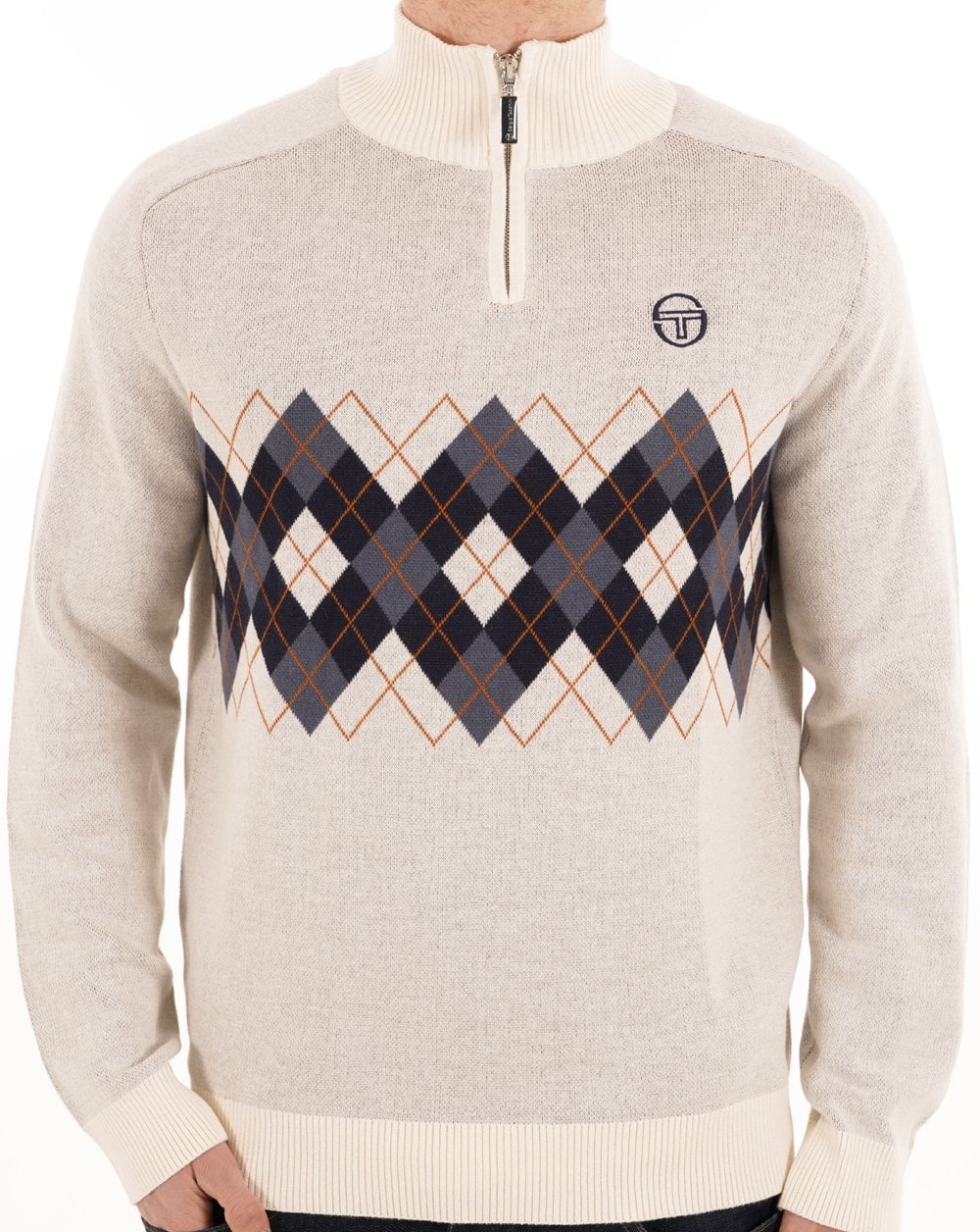 Sergio Tacchini 1/4 Zip Diamond Knit Gardenia