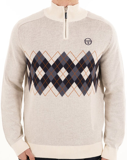 Sergio Tacchini 1/4 Zip Diamond Knit Gardenia