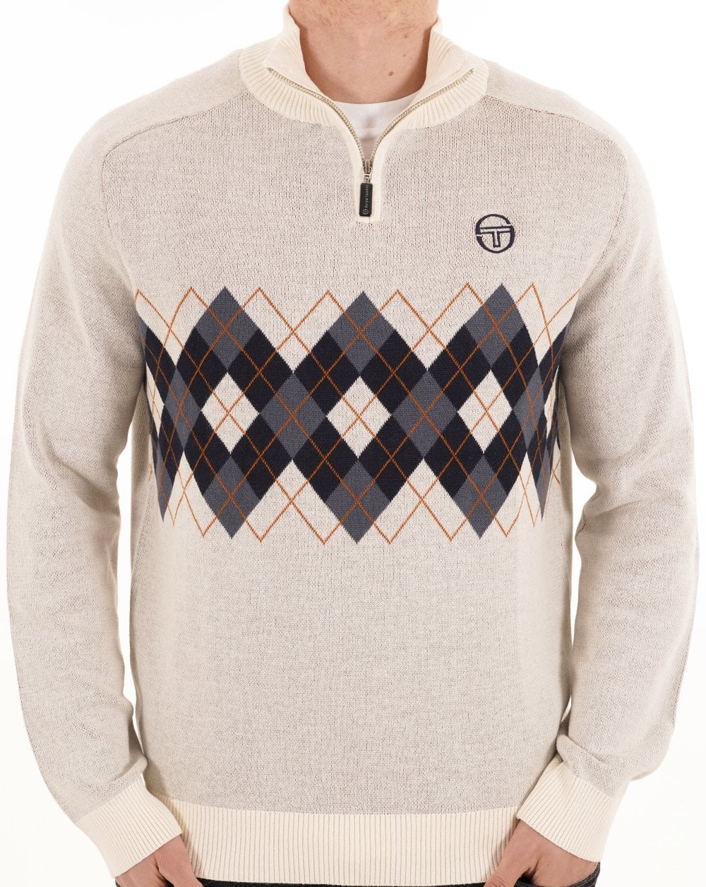 Sergio Tacchini 1/4 Zip Diamond Knit Gardenia