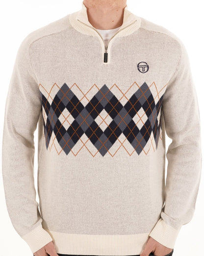 Sergio Tacchini 1/4 Zip Diamond Knit Gardenia