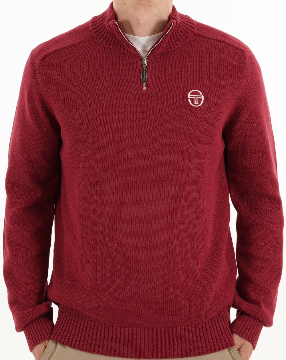 Sergio Tacchini 1/4 Zip Strickwein Burgund