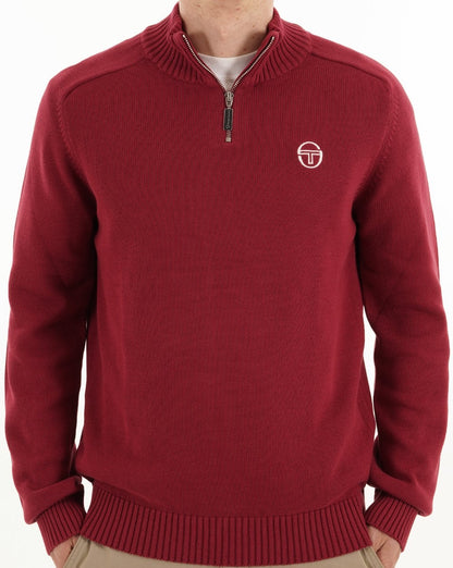 Sergio Tacchini 1/4 Zip Strickwein Burgund