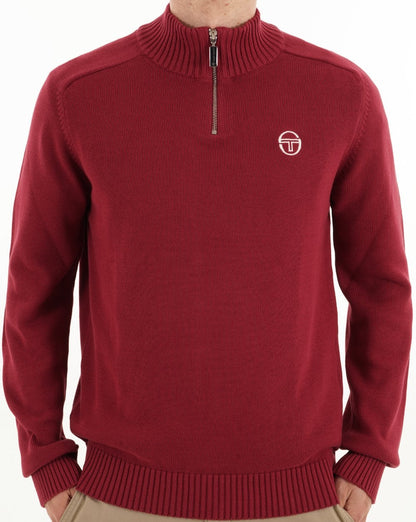 Sergio Tacchini 1/4 Zip Strickwein Burgund