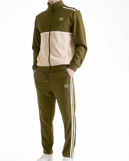 Sergio Tacchini Trainingshose mit 2 Streifen, Dunkelolivweiß