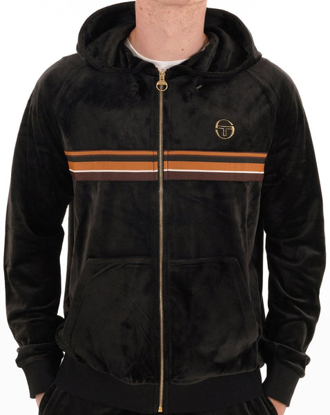 Sergio Tacchini Albi Velour Hooded Track Top Black