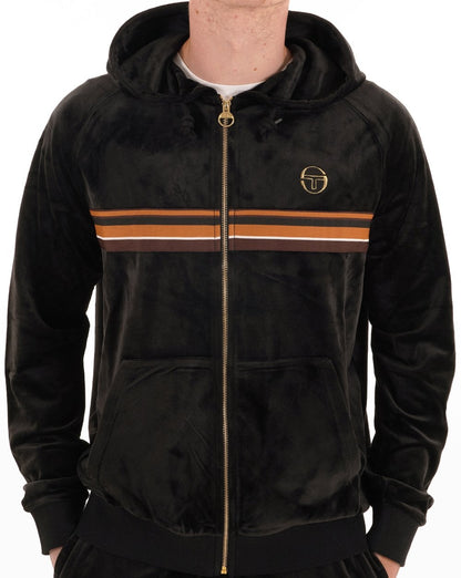 Sergio Tacchini Albi Velours-Trainingsjacke mit Kapuze, Schwarz