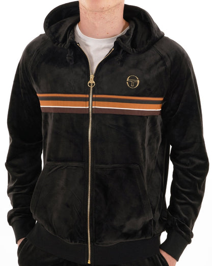 Sergio Tacchini Albi Velours-Trainingsjacke mit Kapuze, Schwarz