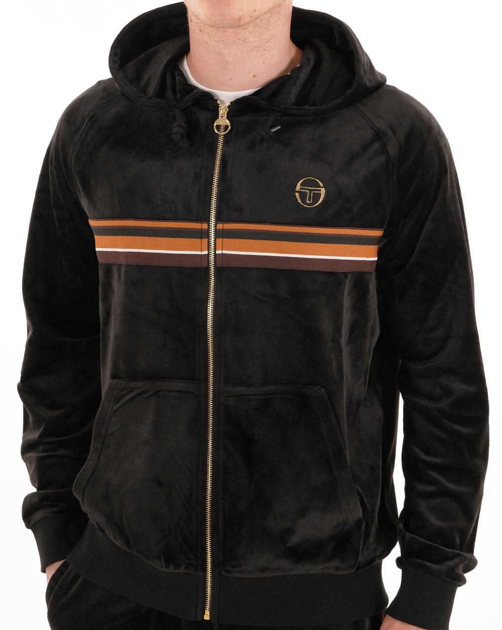 Sergio Tacchini Albi Velour Hooded Track Top Black