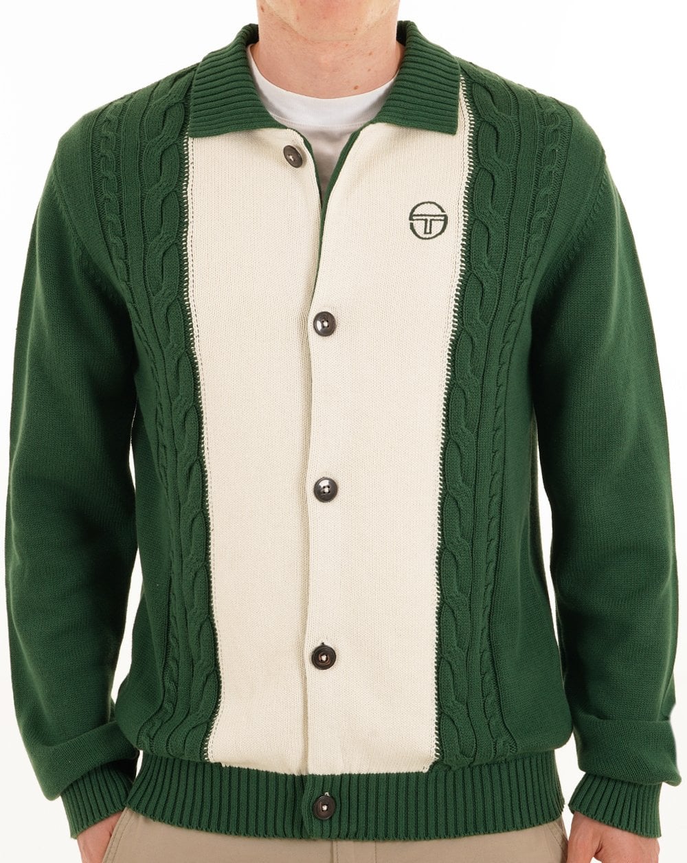 Sergio Tacchini Zopfstrick-Cardigan Green Gardenia