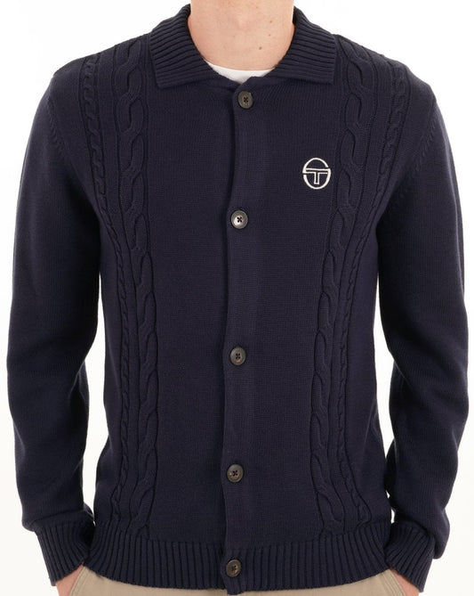 Sergio Tacchini Sergio Tacchini Strickjacke mit Zopfmuster in Marineblau