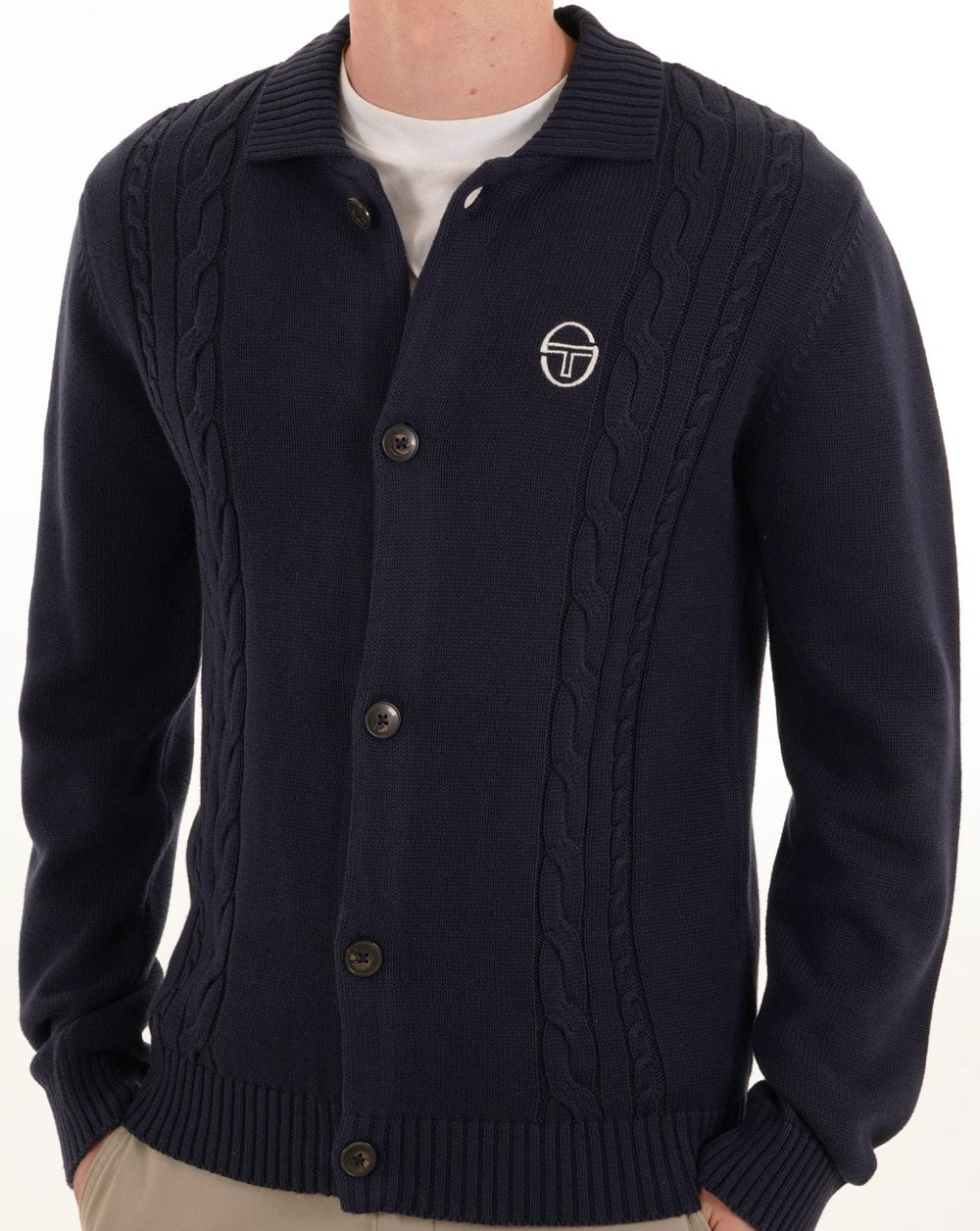 Sergio Tacchini Cable Knit Cardigan Navy