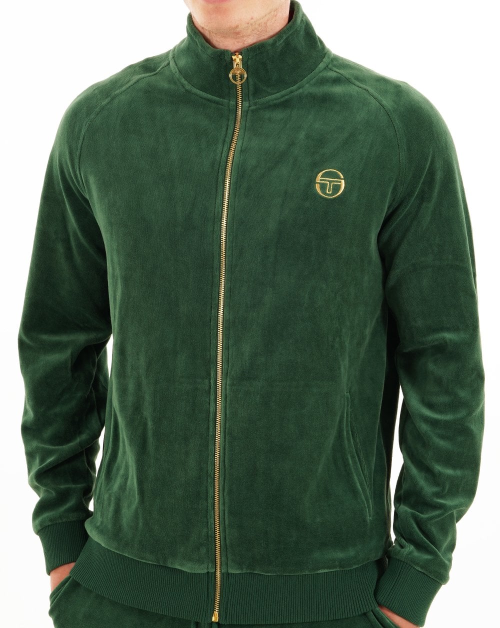 Sergio Tacchini Klassische Velours-Trainingsjacke Grün