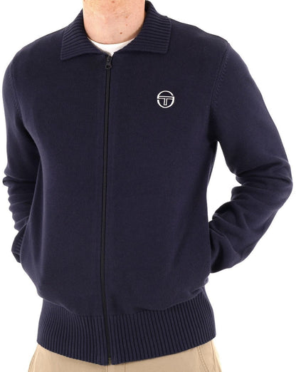 Sergio Tacchini Kragen mit durchgehendem Reißverschluss, gestrickt, Marineblau