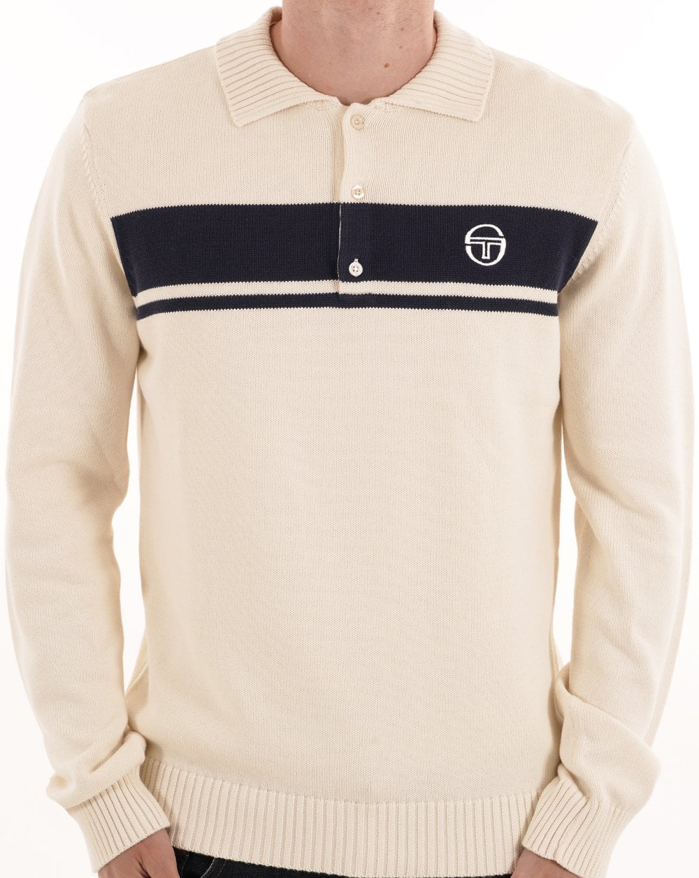 Sergio Tacchini Masters Langarm-Strickpolo Gardenia