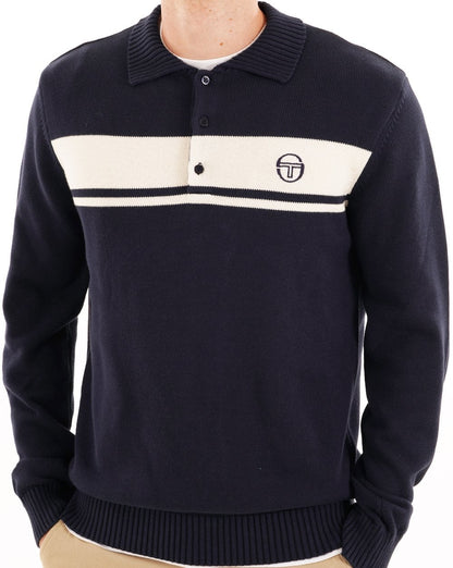 Sergio Tacchini Masters Langarm-Strickpolo, Marineblau