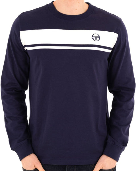 Sergio Tacchini Masters LS T Shirt Navy Blue/White