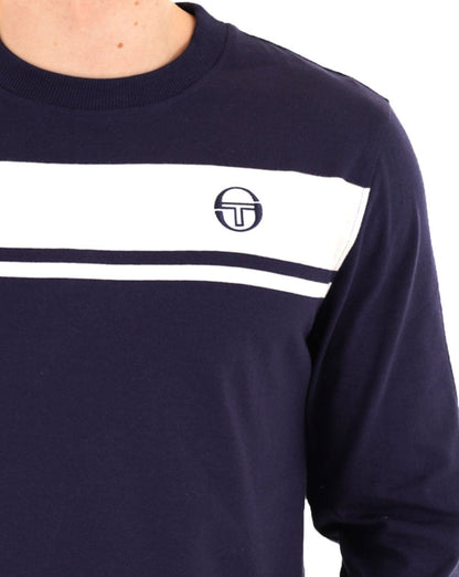 Sergio Tacchini Masters Langarmshirt, Marineblau/Weiß