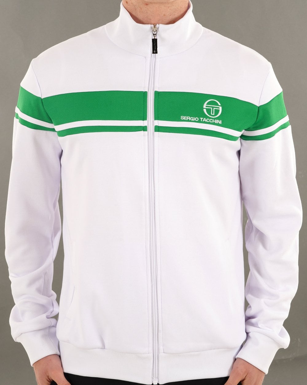 Sergio Tacchini Masters Track Top White / Fern Green