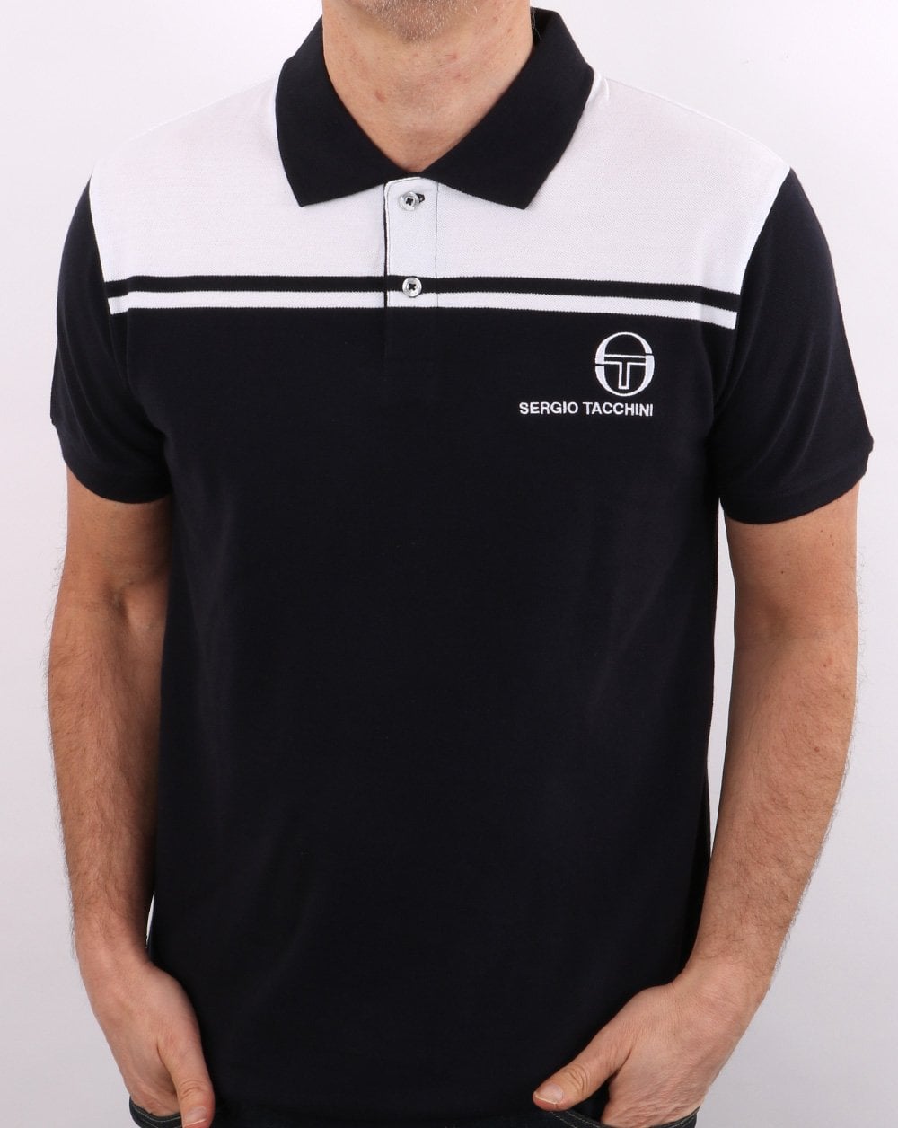 Sergio Tacchini New Young Line Poloshirt Marineblau/Weiß