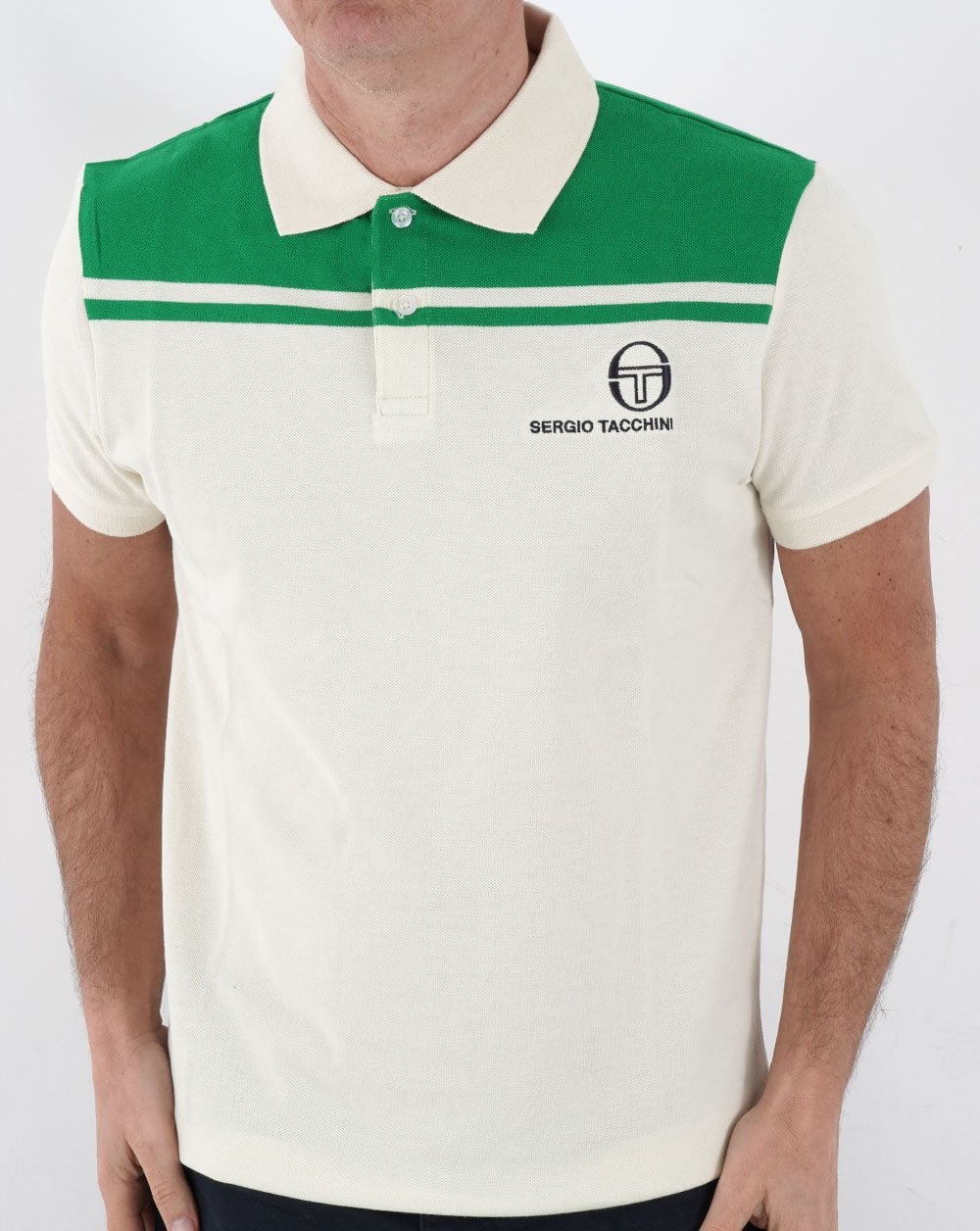 Sergio Tacchini New Young Line Poloshirt Off White/Grün