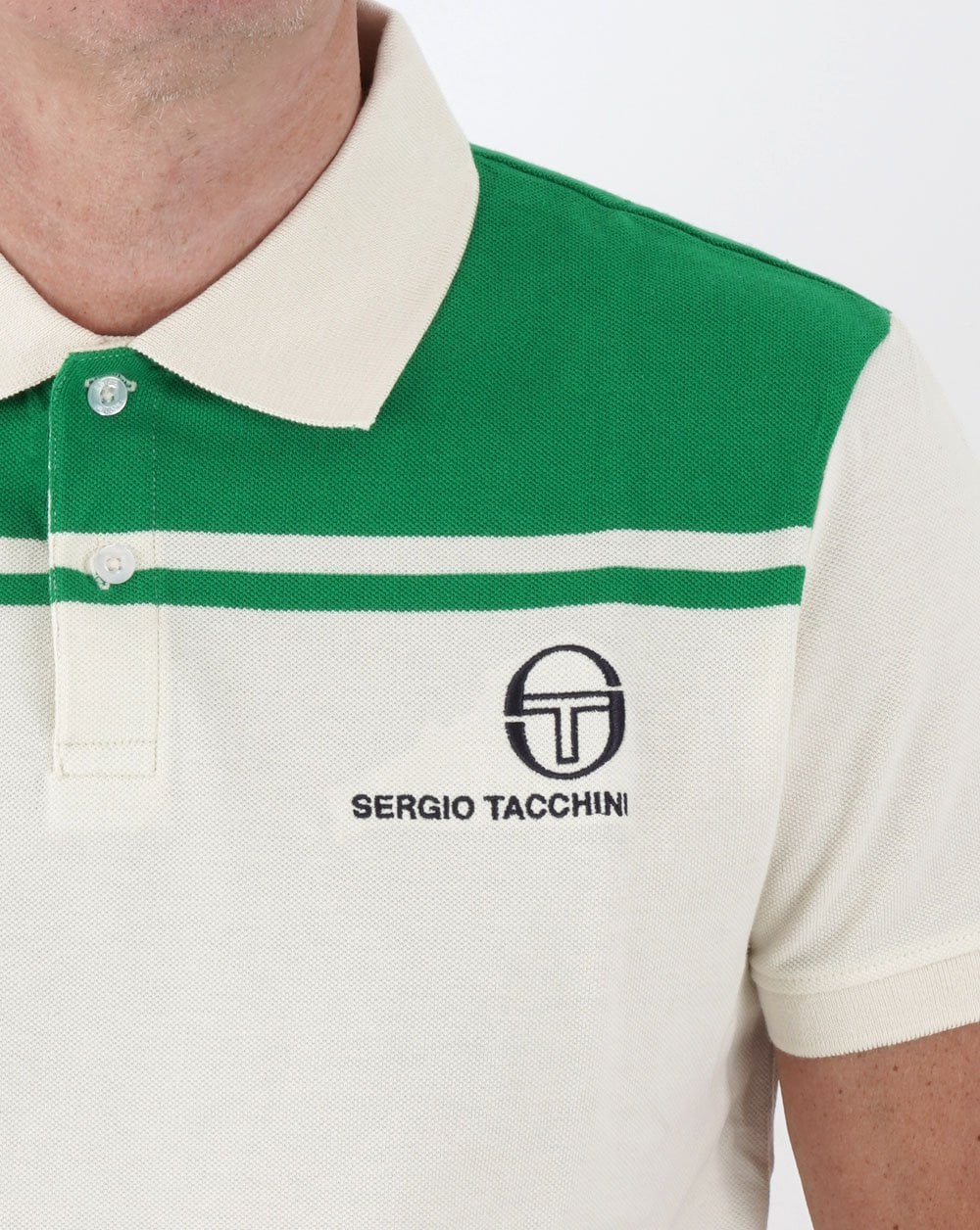 Sergio Tacchini New Young Line Poloshirt Off White/Grün