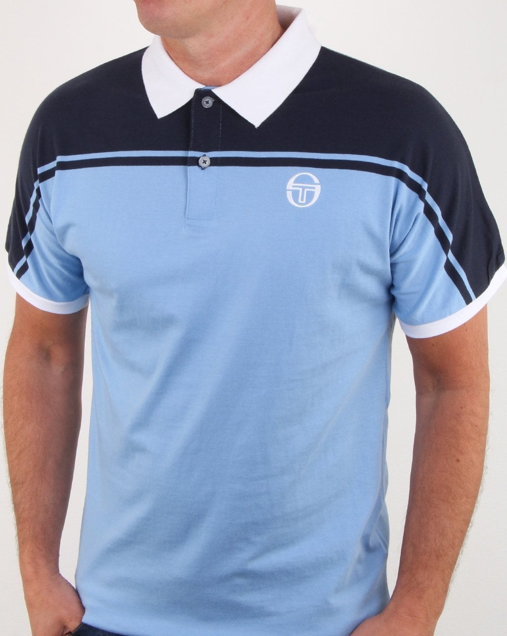 Sergio Tacchini – Poloshirt „New Young Line“ in Himmelblau/Marineblau