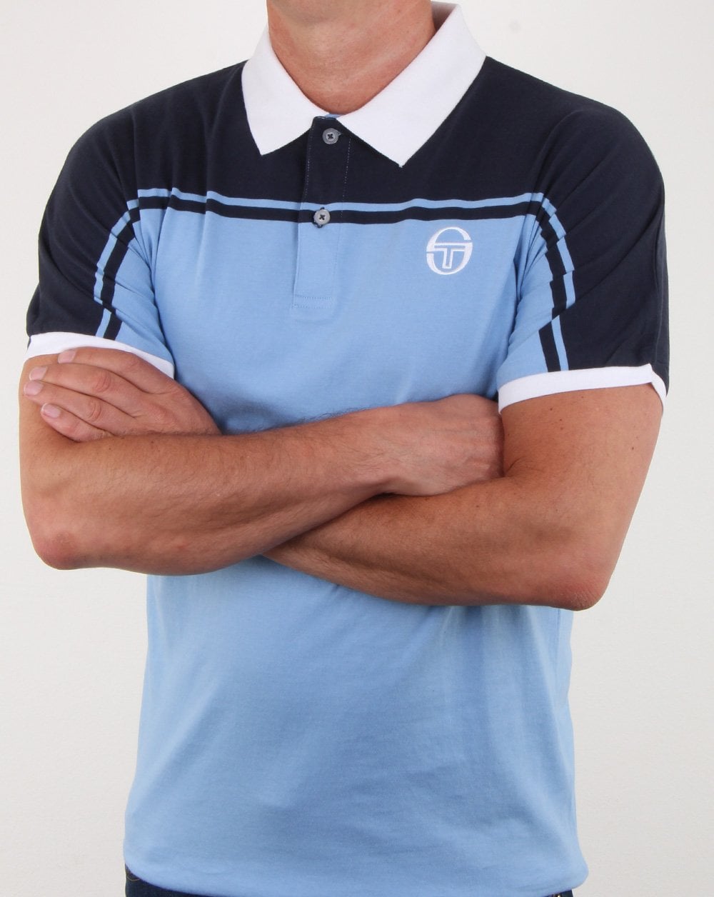 Sergio Tacchini – Poloshirt „New Young Line“ in Himmelblau/Marineblau