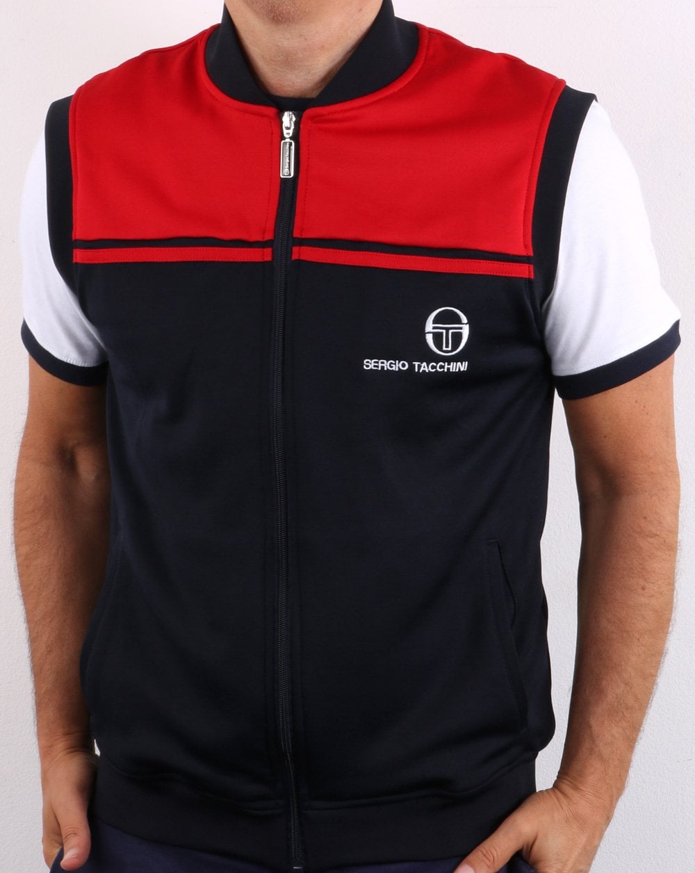Sergio Tacchini NYL Sleeveless Track Top Navy/Red