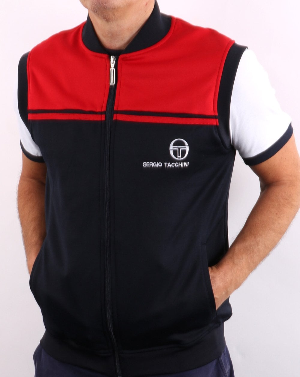 Sergio Tacchini NYL Ärmelloses Trainingstop Marineblau/Rot