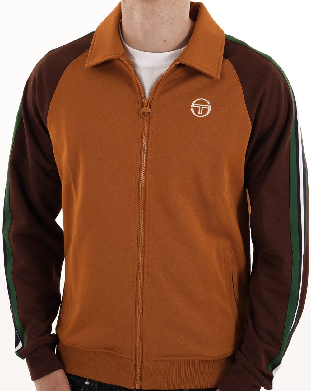 Sergio Tacchini Renshaw Tape Track Top Pumpkin/Dark Brown