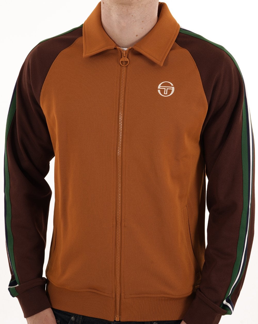 Sergio Tacchini Renshaw Tape Track Top Pumpkin/Dark Brown