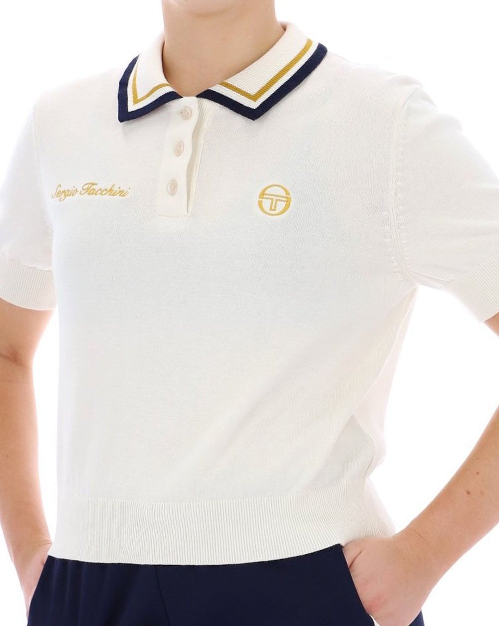 Sergio Tacchini Sofia Strick-Poloshirt Gardenia