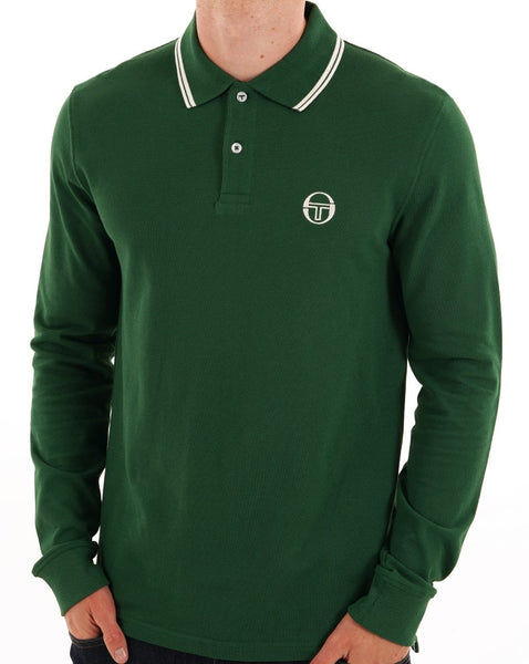 Sergio Tacchini Tipped Long Sleeve Polo Shirt Green
