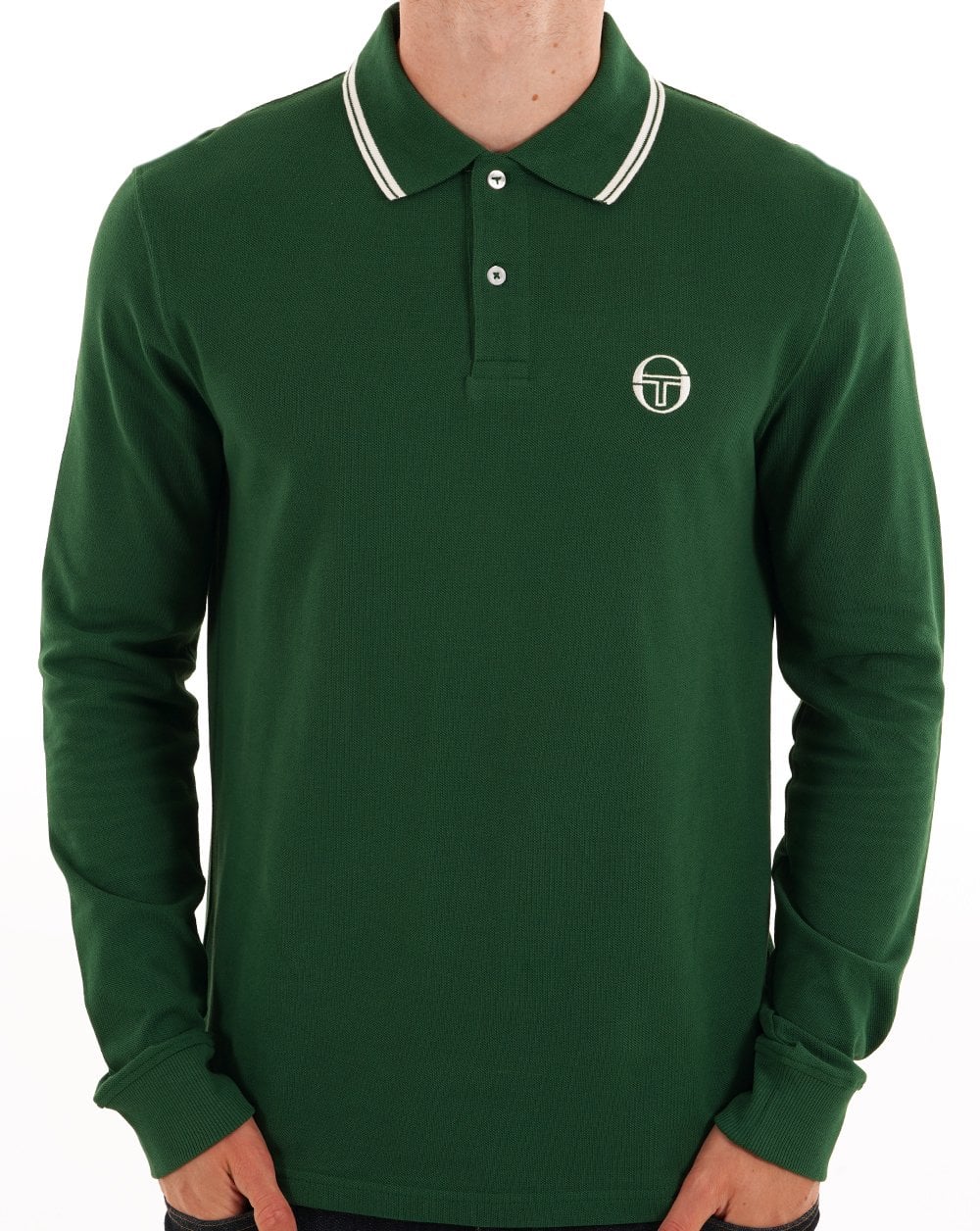 Sergio Tacchini Tipped Long Sleeve Polo Shirt Green