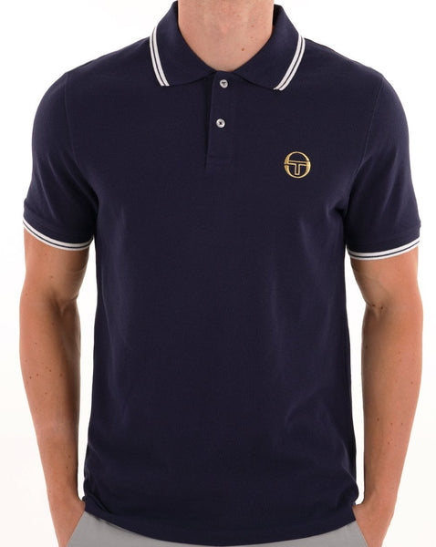 Sergio Tacchini Tipped Polo Shirt Navy Blue/Gardenia