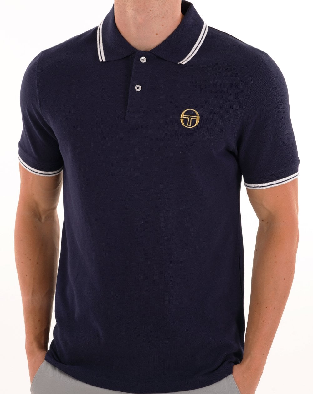Sergio Tacchini Tipped Polo Shirt Navy Blue/Gardenia