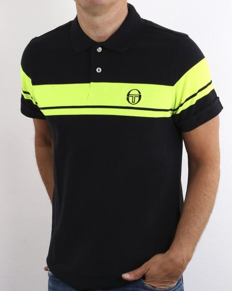 Sergio Tacchini Young Line Polo Shirt Black/Fluro