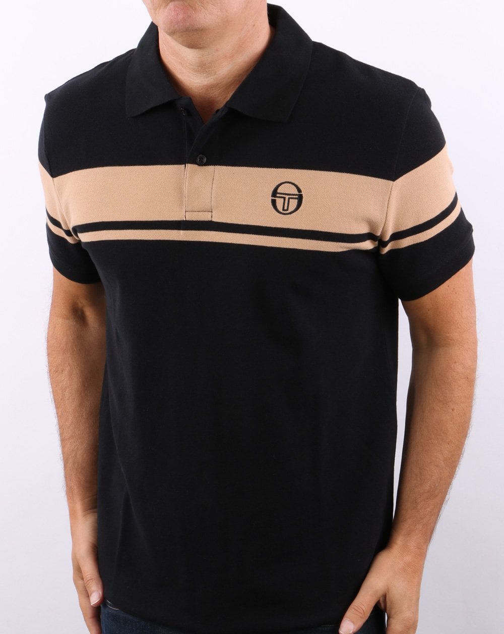 Sergio Tacchini Young Line Poloshirt Schwarz/Hellbraun