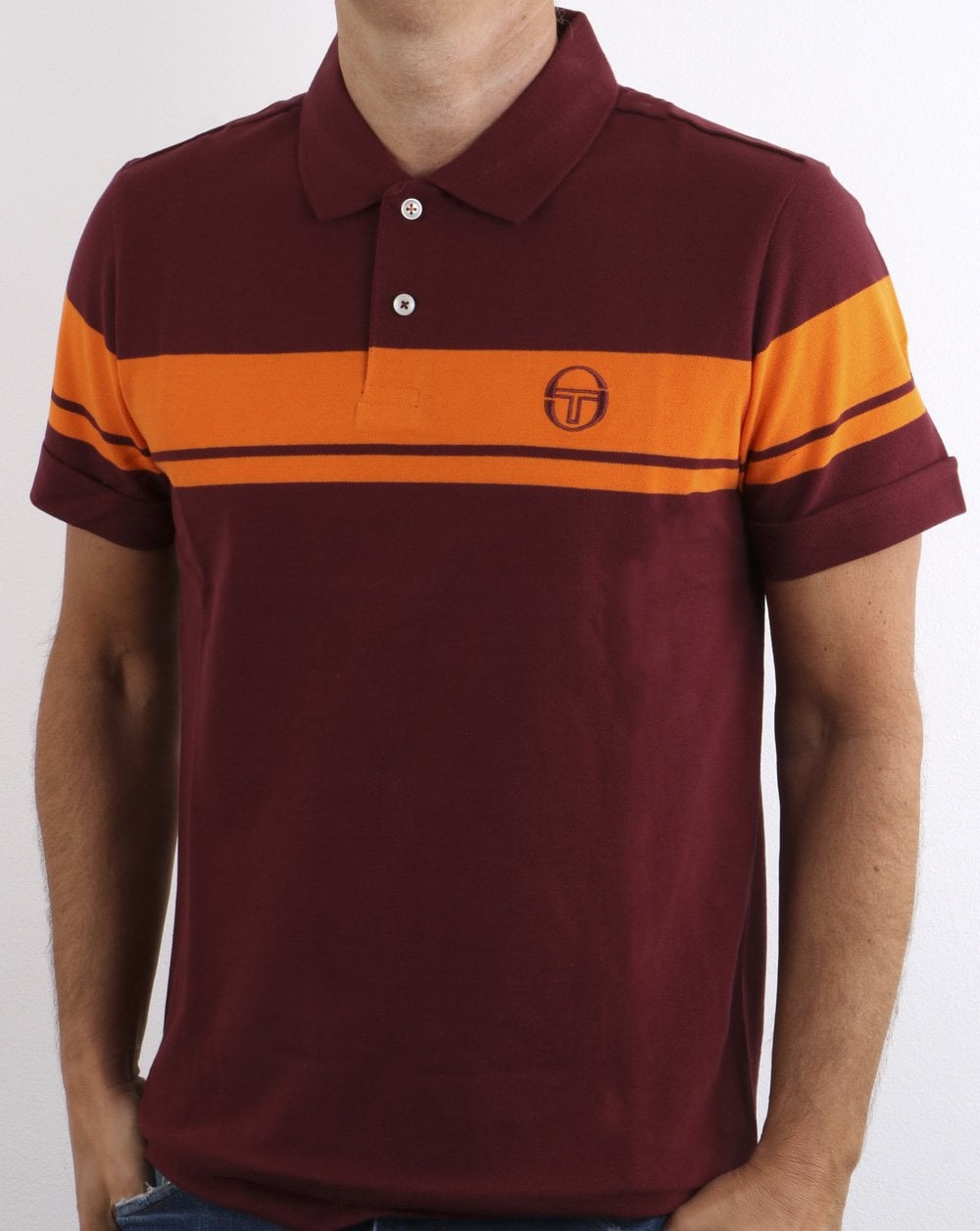 Sergio Tacchini Young Line Poloshirt Bordeaux/Orange