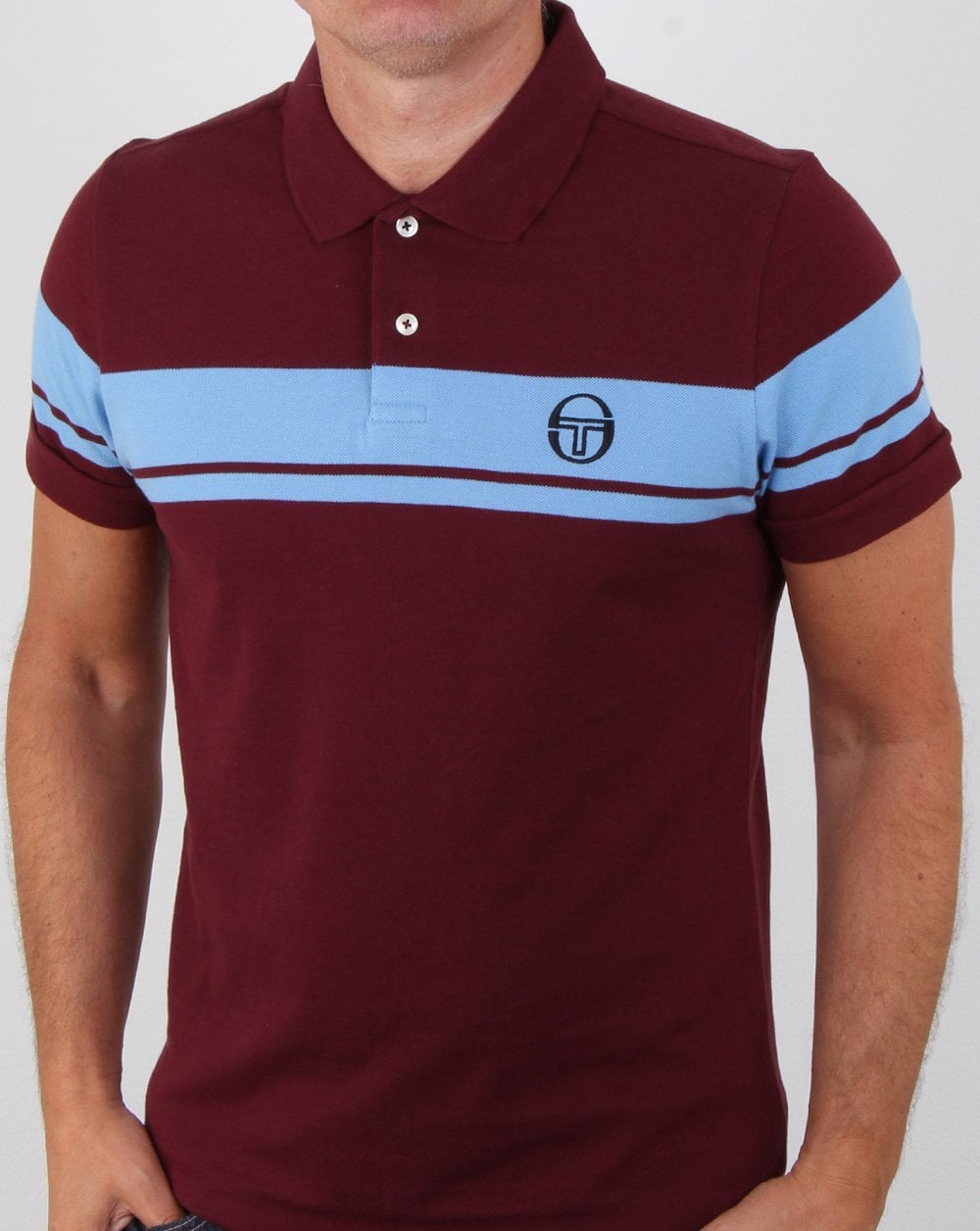 Sergio Tacchini Young Line Polo Shirt Claret/sky Blue