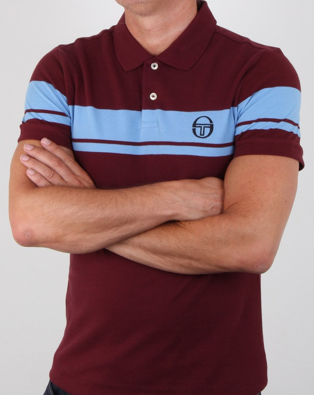 Sergio Tacchini Young Line Polo Shirt Claret/sky Blue