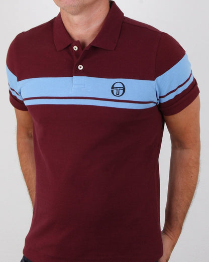 Sergio Tacchini Young Line Poloshirt Weinrot/Himmelblau