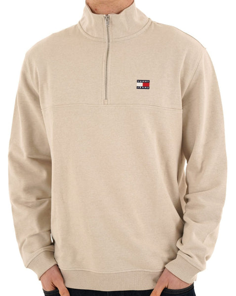 Tommy Jeans Badge 1/4 Zip Sweater Ancient White