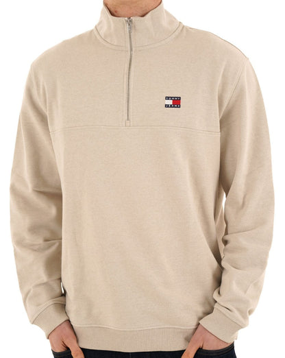 Tommy Jeans Badge 1/4 Zip Sweater Ancient White